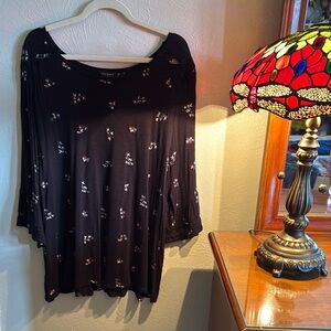 Lucky Brand, Floral Black Women's Top
